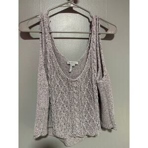 BCBGirls Open Knit Sweater Tank Size M/L (or S/M women's)Taupe Boho Knit Top